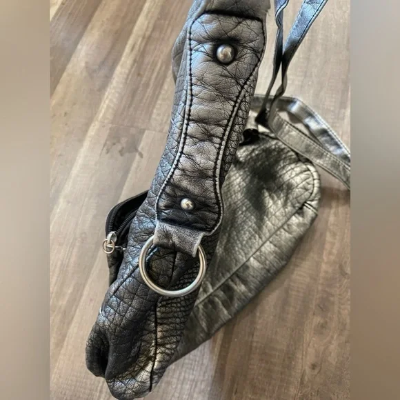 Silver Y2K Maurice’s all saints large crossbody bag flap messenger Grungecore - Picture 6 of 11